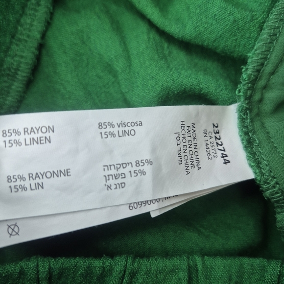 Dex Wide Leg Green Pants with Elastic Waist Size Medium Linen - Picture 6 of 8